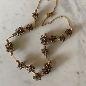 J. Crew  Gold Plated  Smoky Gray Crystal Rhinestone Beaded Necklace